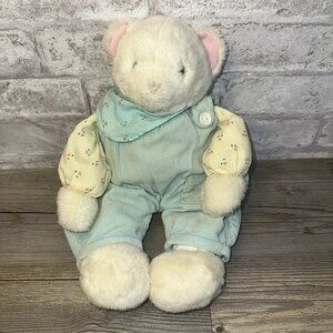 Vintage Soft dreams ? corduroy overalls pastel teddy bear Flower Shirt 3561